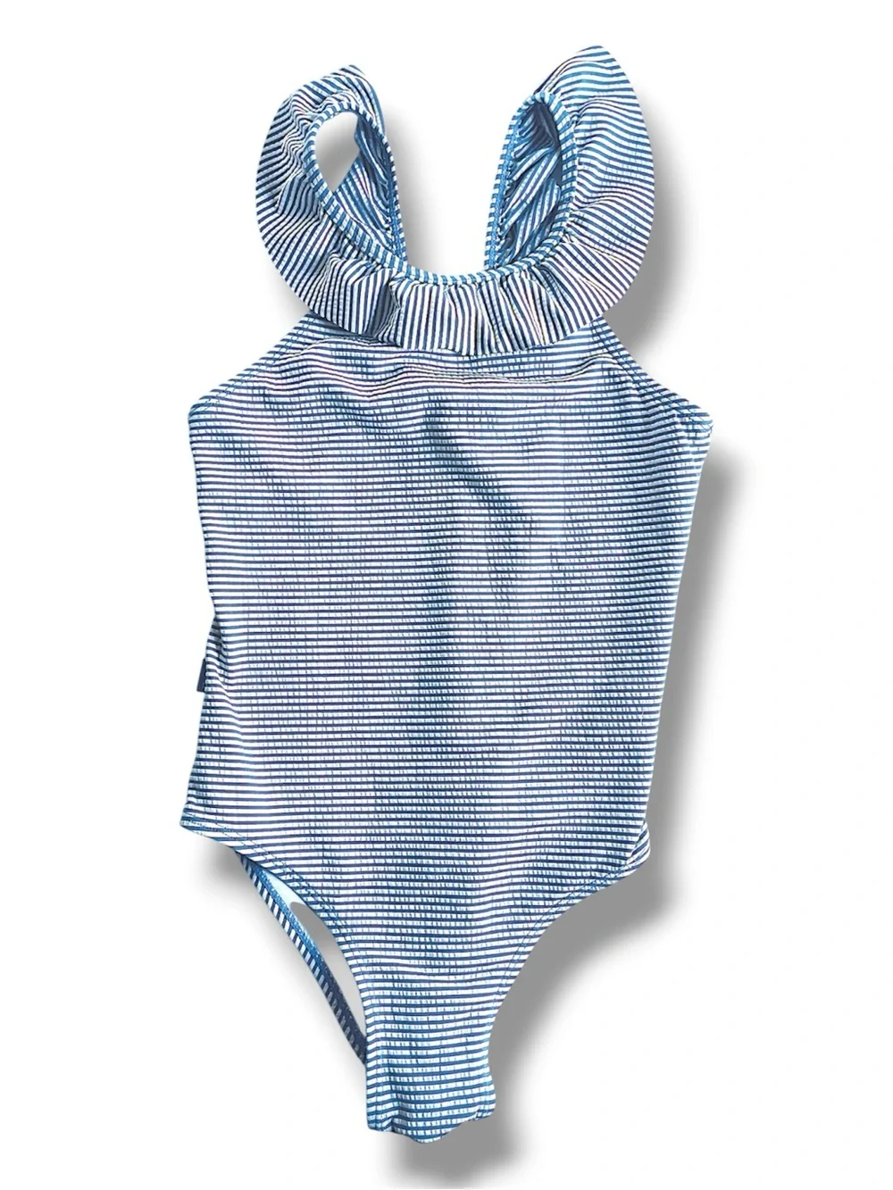 FAT FACE Swim Bathing Suit One Piece Pin Stripe Ruffle British